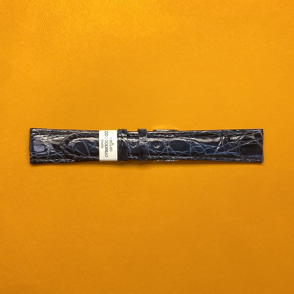 Cinturino coccodrillo blu semimbottito 20-16mm - MORELLATO