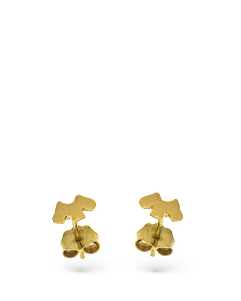 18kt yellow gold stud earrings with polished dog - CICALA