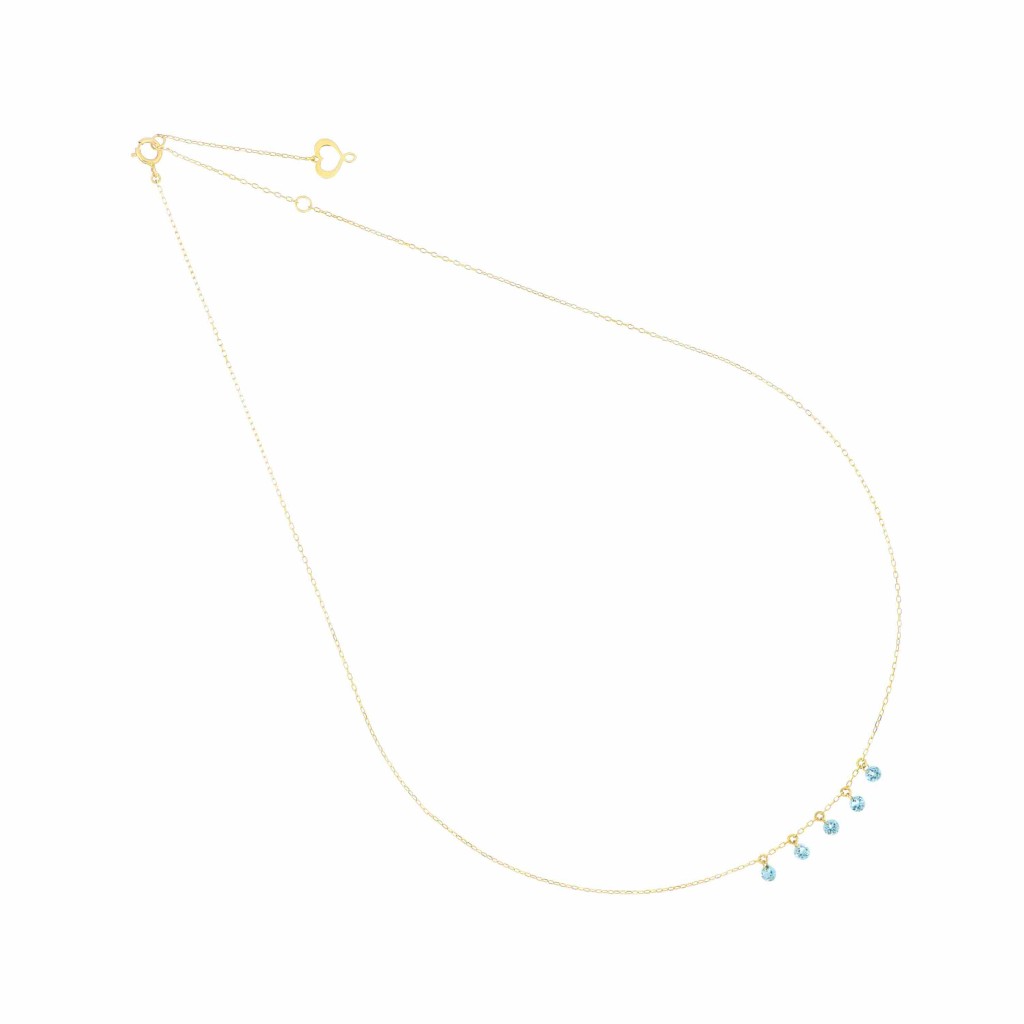Girocollo Maman et Sophie oro giallo cinque topazi azzurri nudi - MAMAN ET SOPHIE