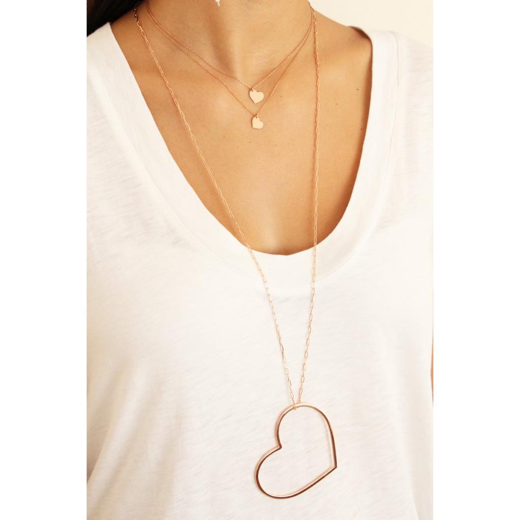  Necklace with double choker hearts in 925 silver plated in rose gold - MAMAN ET SOPHIE