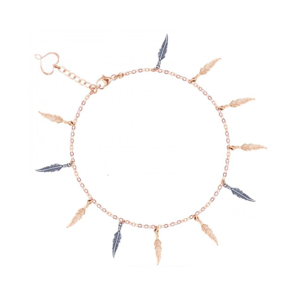 Cavigliera in argento con 11 piume pendenti