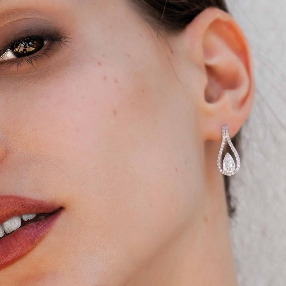 Orecchini Fantasia Oro Bianco Diamanti 1,35 Carati Lab-Grown - AMA