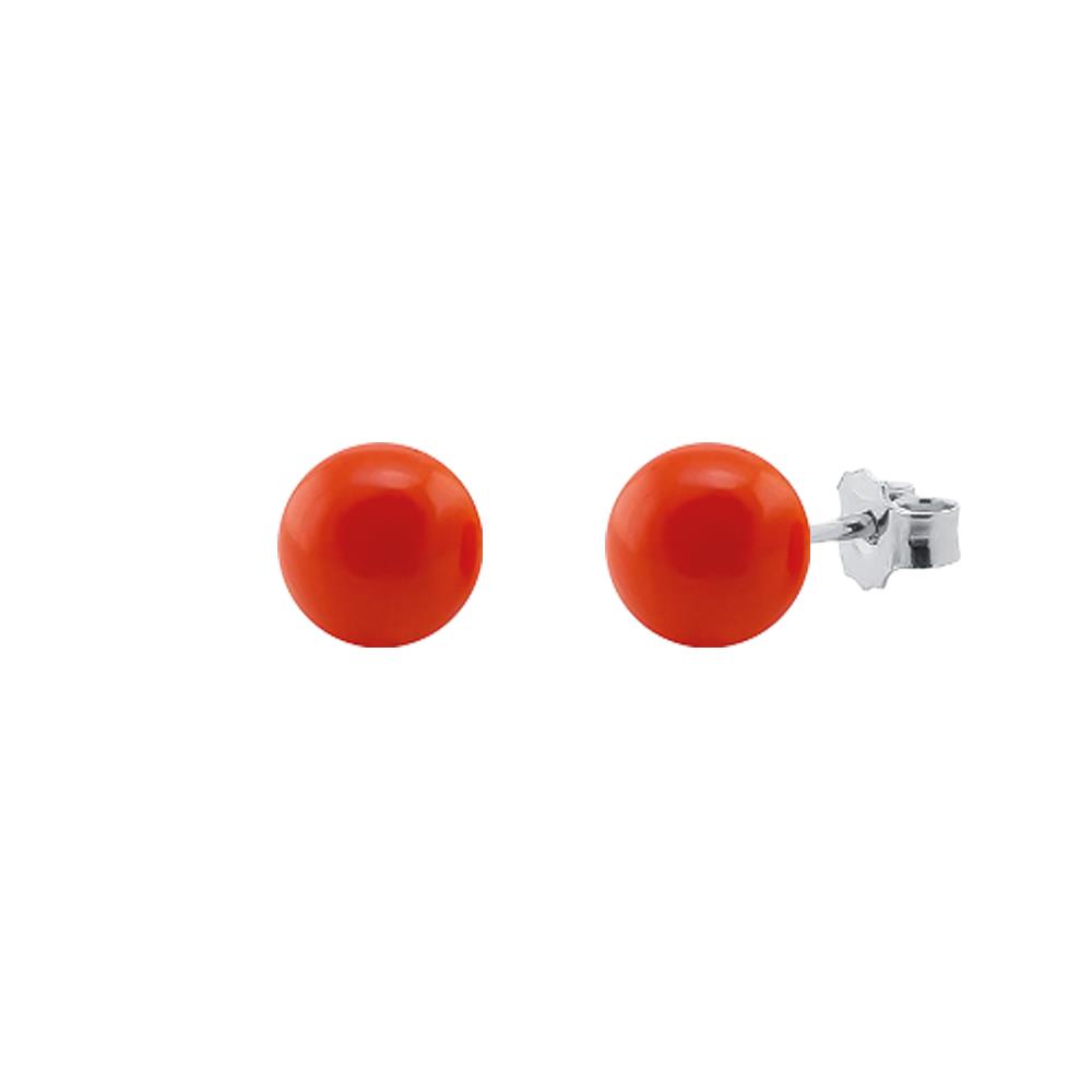 Earrings with Mediterranean red coral Ø 8,00 mm - COSCIA