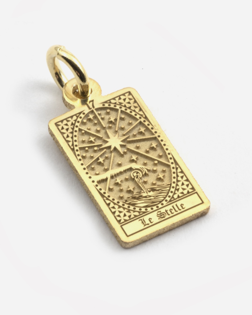 Ciondolo Carta Tarocchi Le Stelle in argento dorato Grande