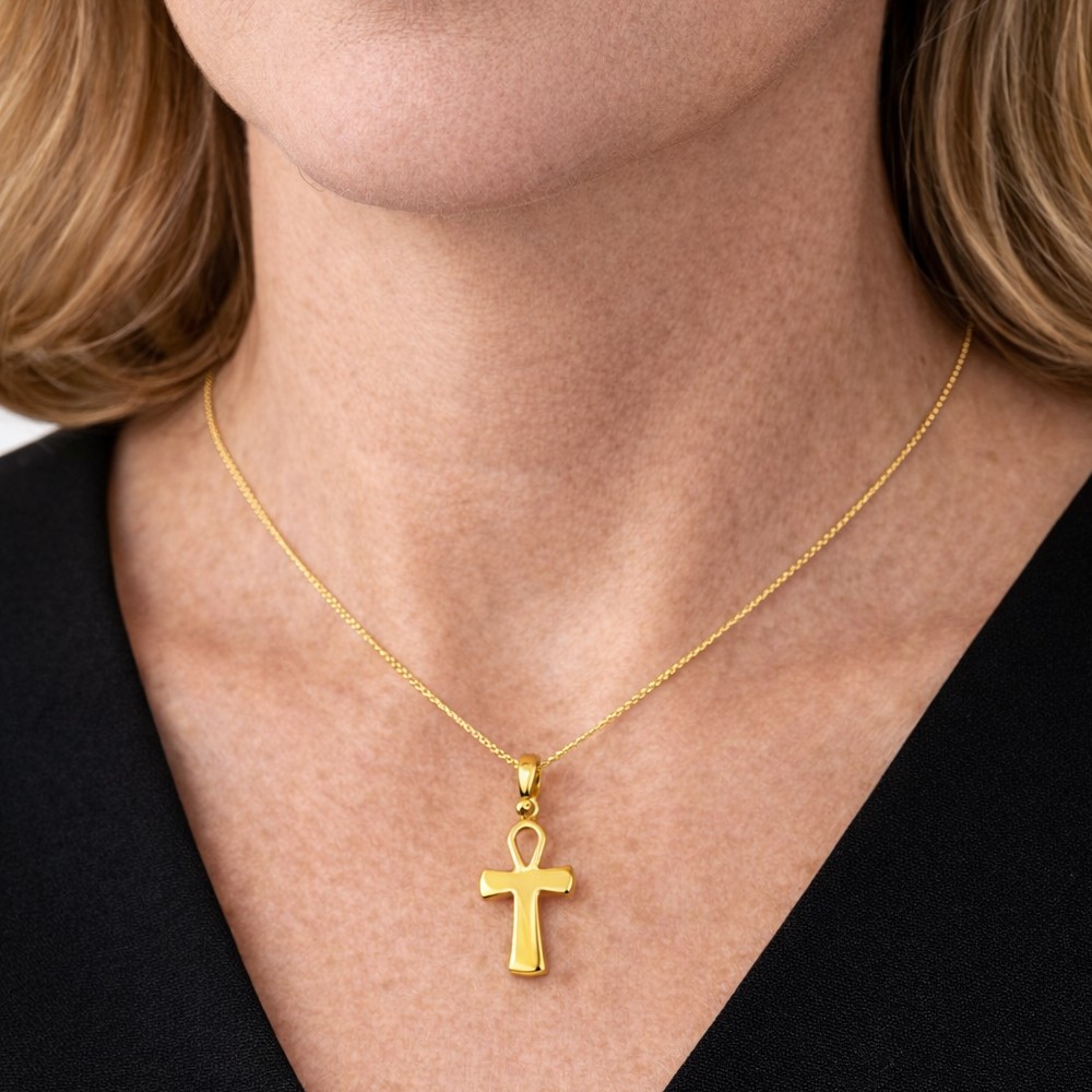  Croce egizia ciondolo oro giallo 12x21 mm - LUSSO ITALIANO