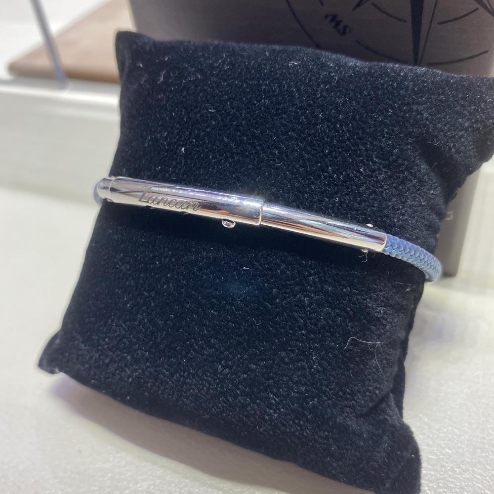  Zancan EXB762-AV kevlar bracelet with silver plate and sapphire - ZANCAN
