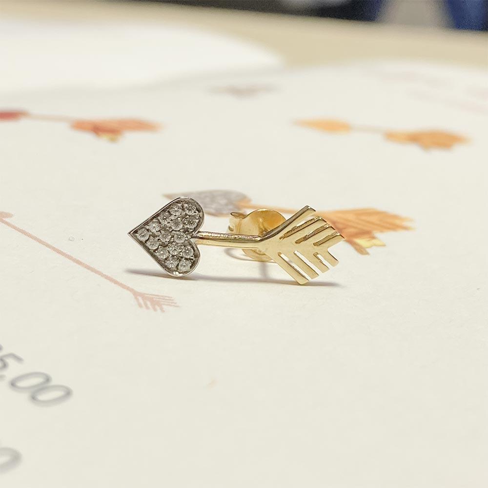  Single earring arrow gold cubic zirconia Dodo Mariani FE20Z.G - DODO MARIANI