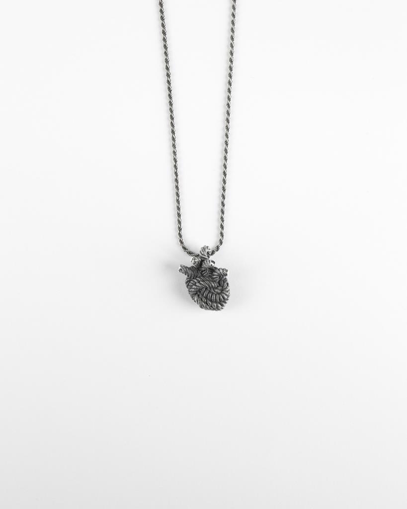  Anatomical heart rope necklace C040 polished burnished 925 silver - NOVE25