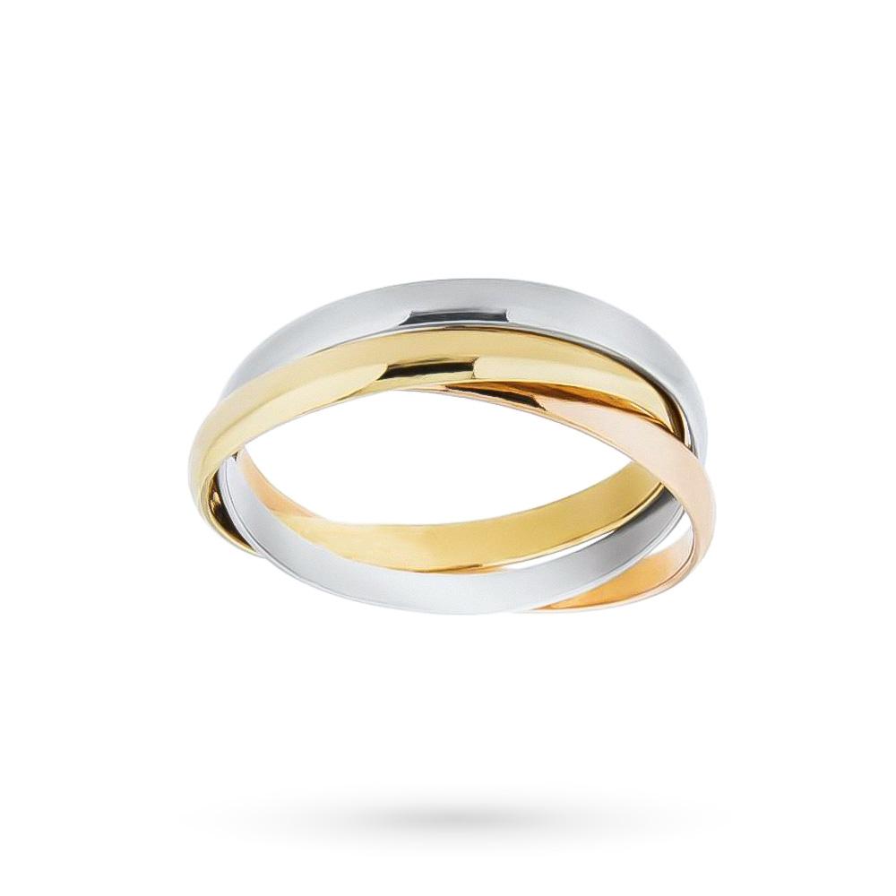 Three intertwined wedding bands white, yellow and pink gold  - LUSSO ITALIANO