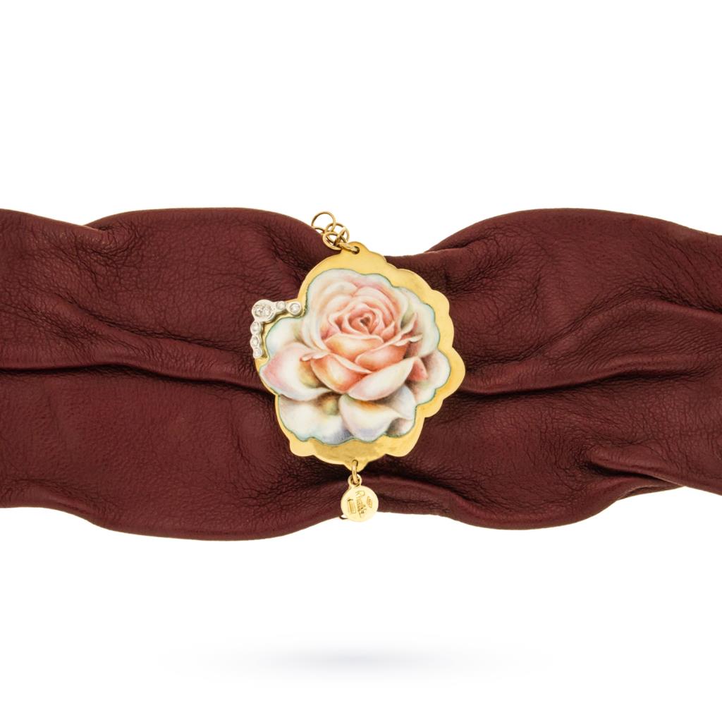  Gabriella Rivalta gold pendant enameled rose - GABRIELLA RIVALTA