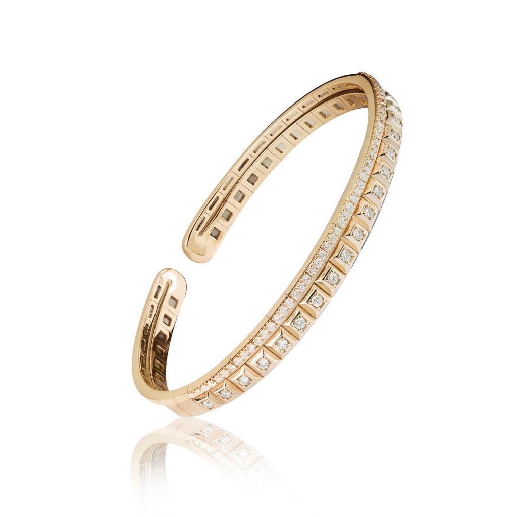Slave bracelet in pink gold and diamonds 0.87ct - RF JEWELS