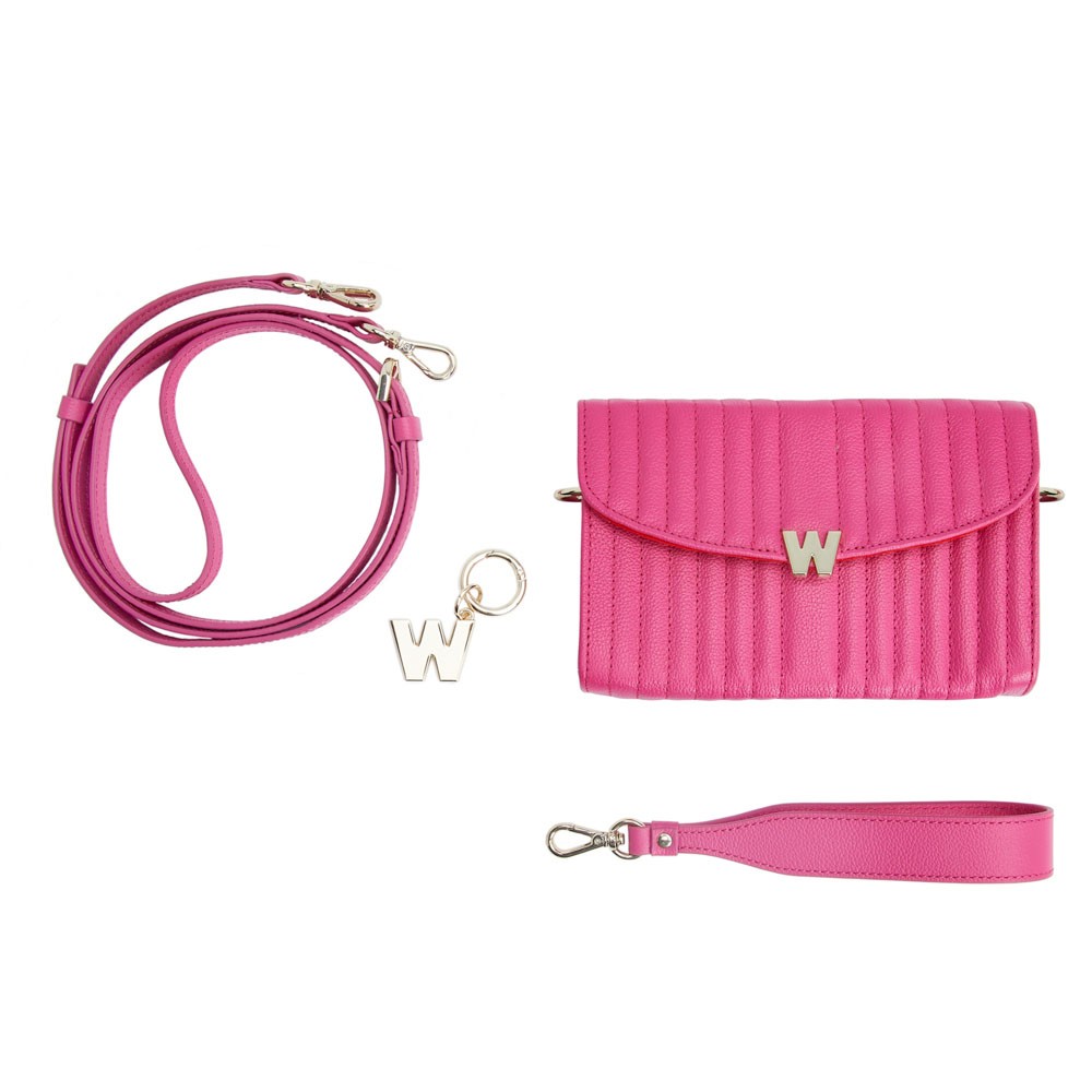  Wolf Crossbody Bag with Wristlet & Lanyard - Pink - WOLF