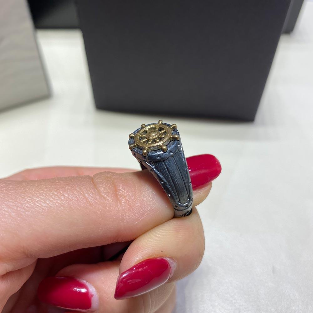  Zancan ring EXA224 burnished silver golden helm - ZANCAN