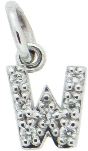 Ciondolo iniziale W stampatello h 5,30mm oro bianco diamanti - CICALA