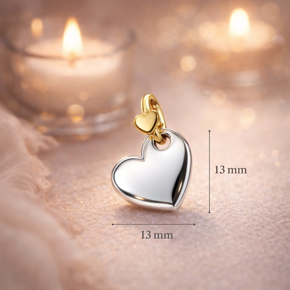 Heart Pendant in Silver and Gold 13x13 mm Dodo Mariani - DODO MARIANI
