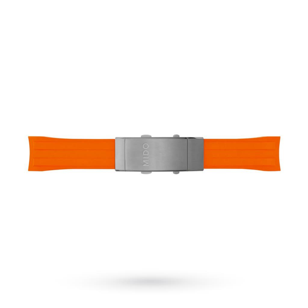 Cinturino Mido gomma arancio 22mm deployante titanio - MIDO