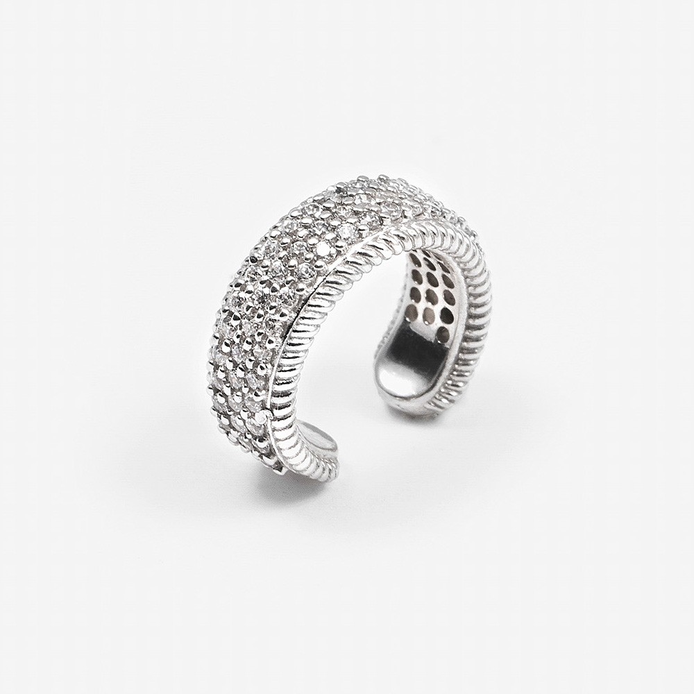 Orecchino argento 925 rodiato lucido puntinato - NOVE25