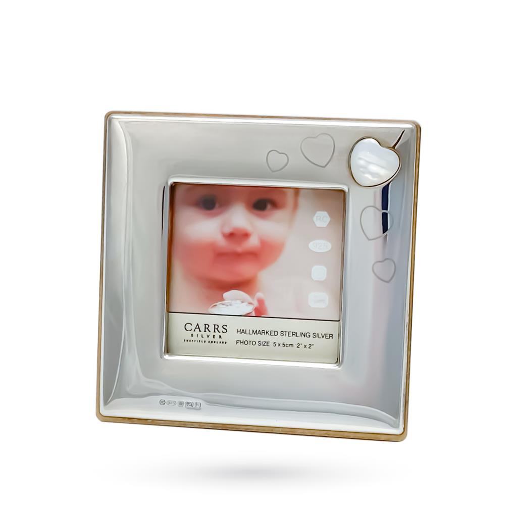 Silver photo frame 5,5x5,5cm mother of pearl heart - CARRS