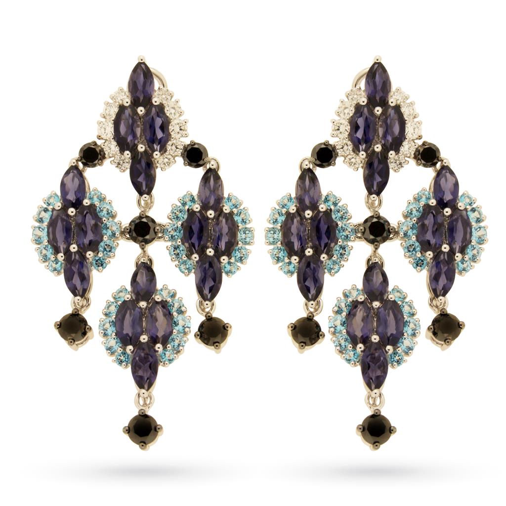 18kt white gold earrings and colored gemstones - ORO TREND