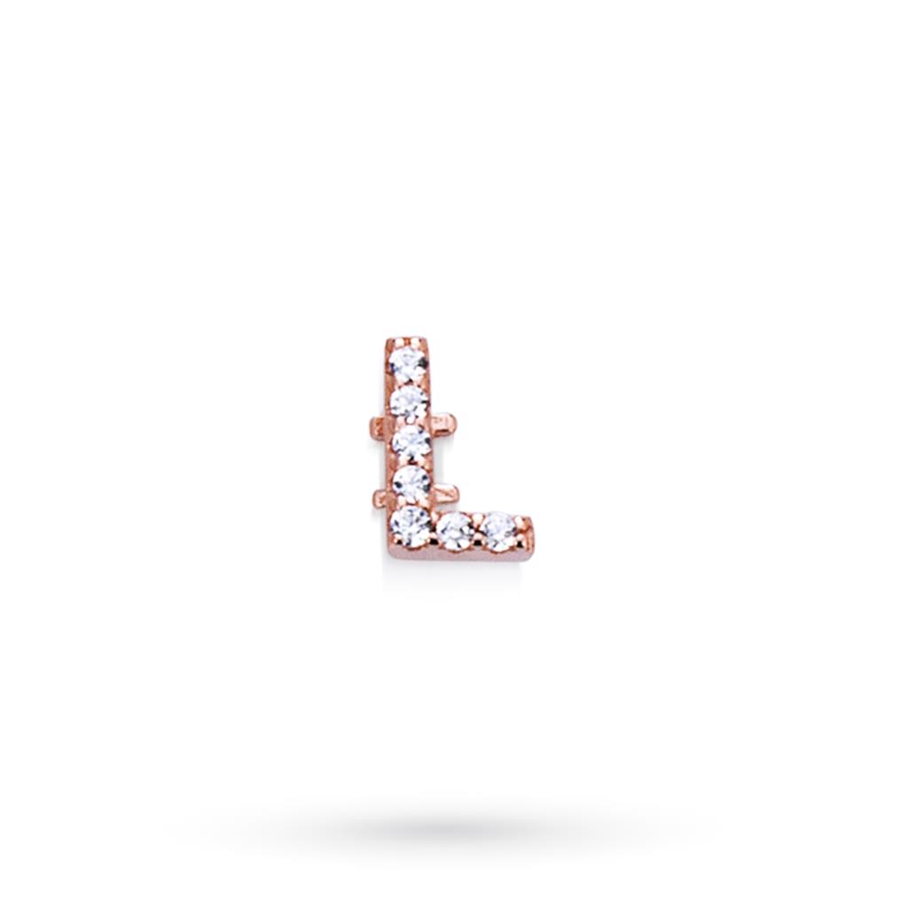 Componente lettera L argento rosa  zaffiri  - MARCELLO PANE