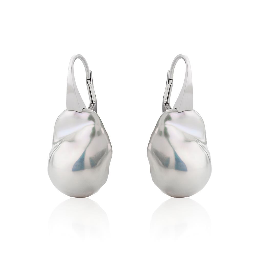 Orecchini monachella oro bianco con perla barocca 14 mm - COSCIA