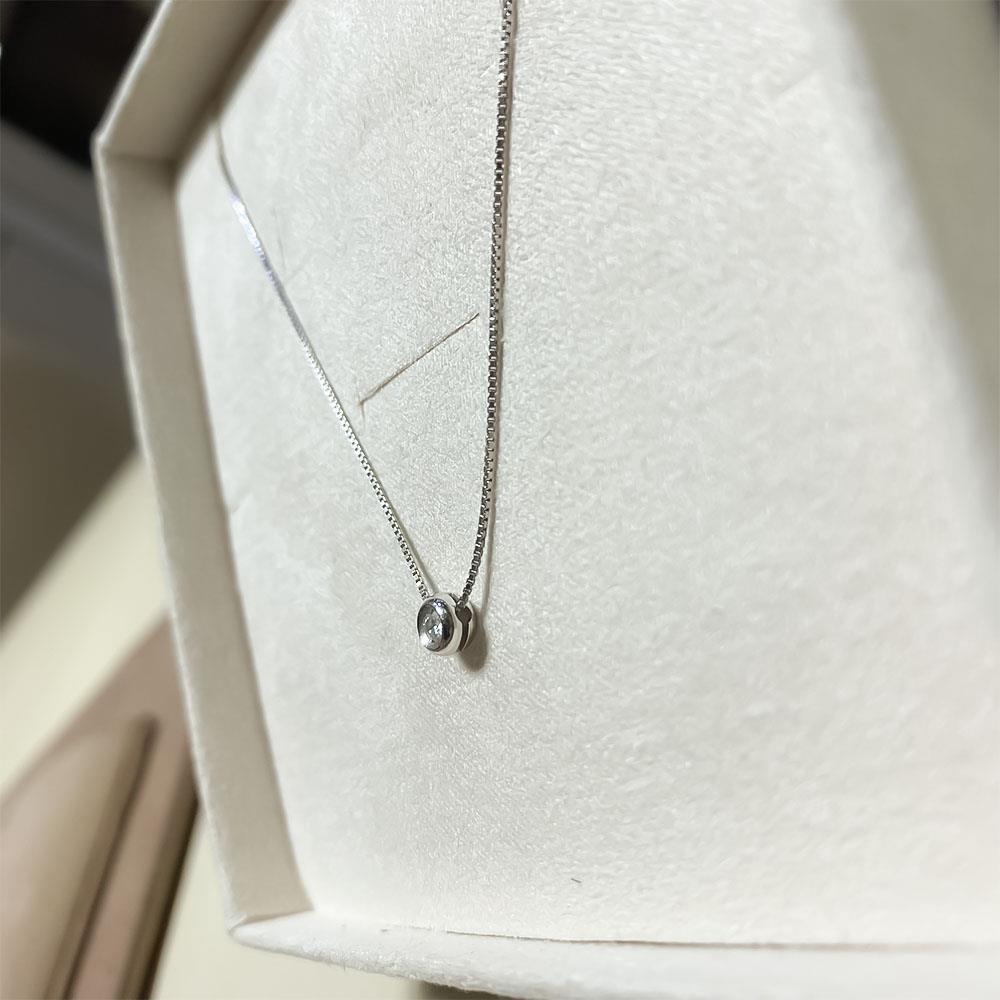  White gold solitaire necklace with 0.07ct diamond - LUSSO ITALIANO