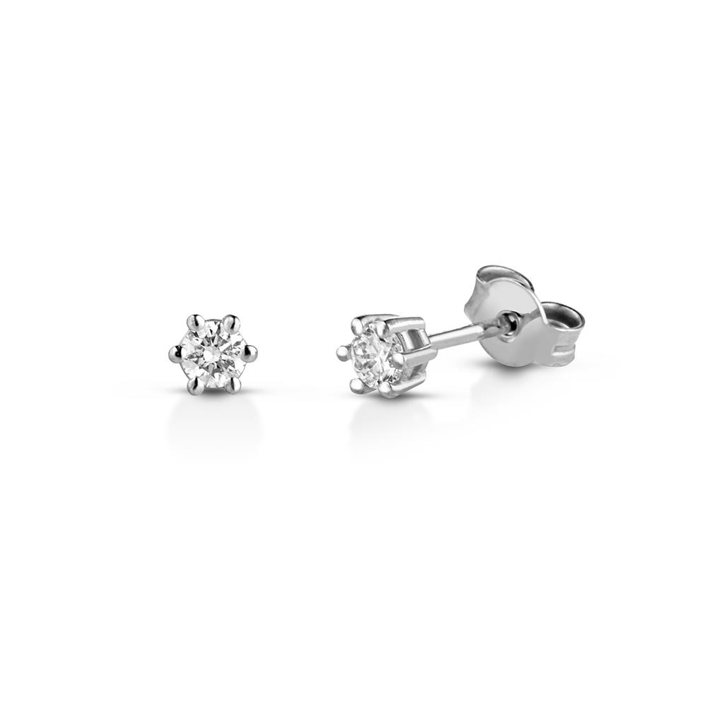White gold earrings with 6-prong diamonds - LELUNE