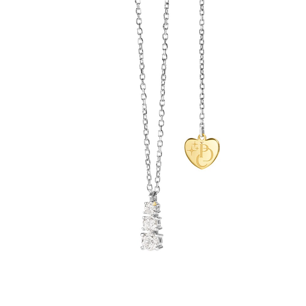 Girocollo trilogy a scalare oro bianco cuore giallo 0,30 ct - PER DIRTI CHE