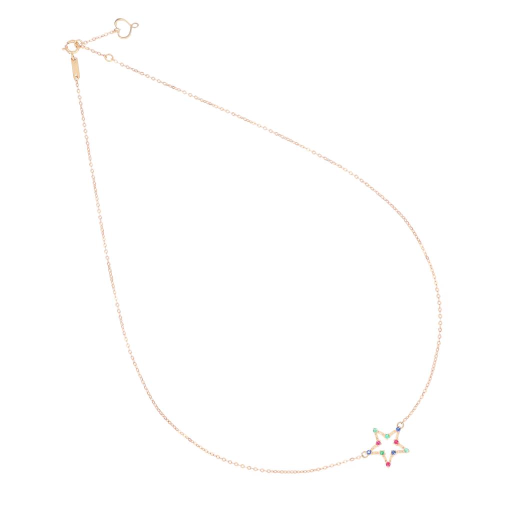 Collana Aurum stella oro rosa 18kt zaffiri, smeraldi e rubini - MAMAN ET SOPHIE