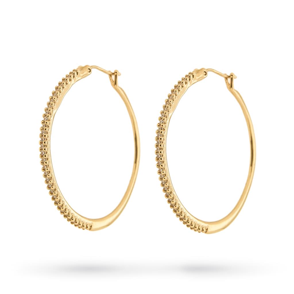 Orecchini cerchi oro giallo e zirconi &Oslash; 31mm - LUSSO ITALIANO