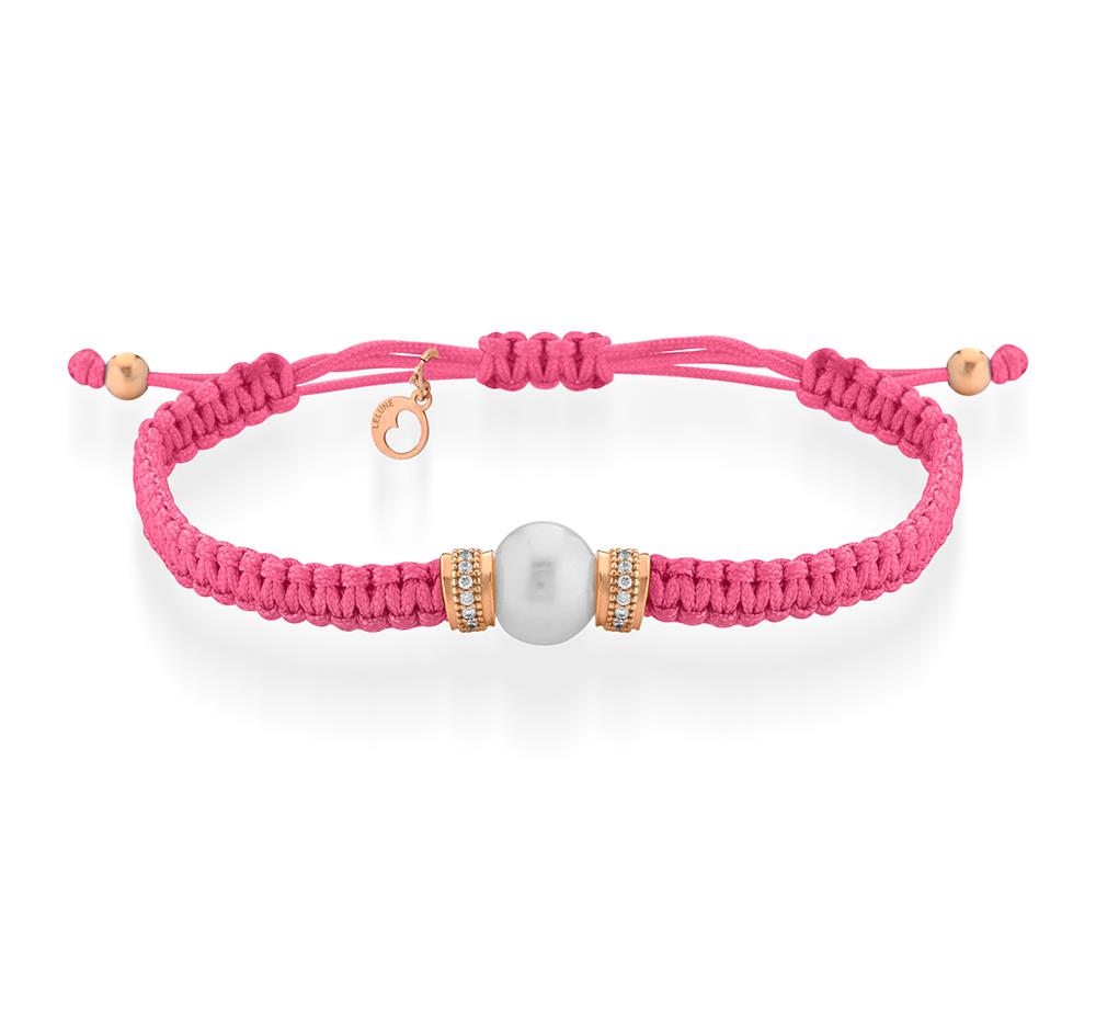 Le Lune Glamor LGBR466.1 pink fluo zircon pearl cord bracelet - GLAMOUR