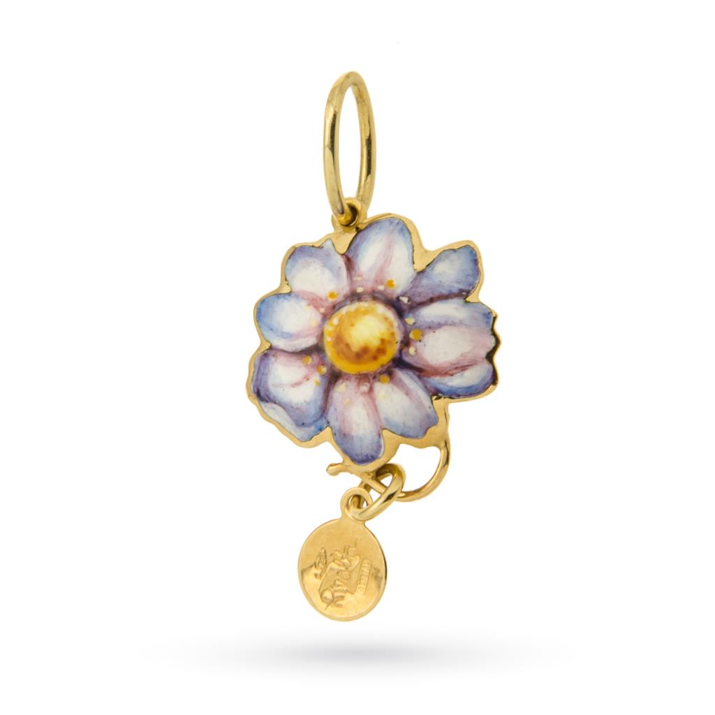 18kt yellow gold Gabriella Rivalta enameled anemone pendant - GABRIELLA RIVALTA