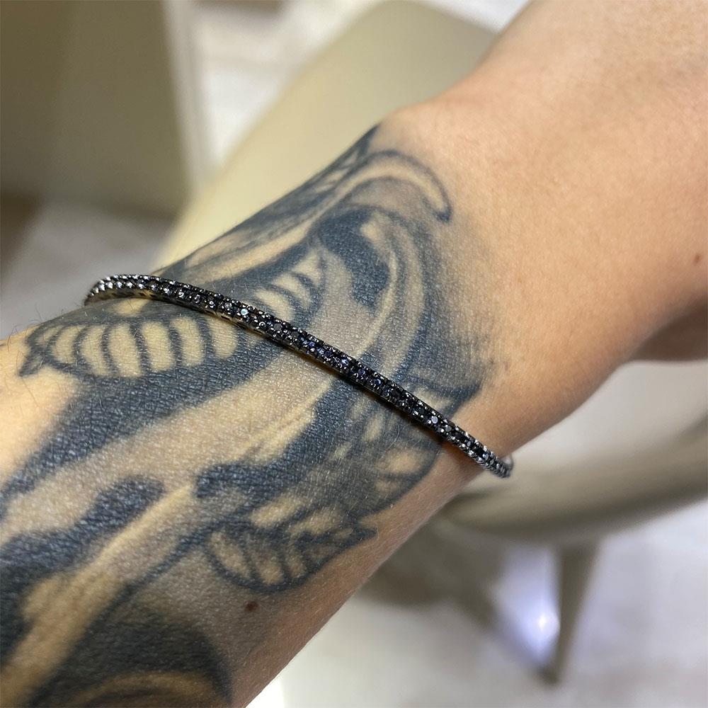  Bracciale tennis oro bianco diamanti neri 0,74ct - LELUNE