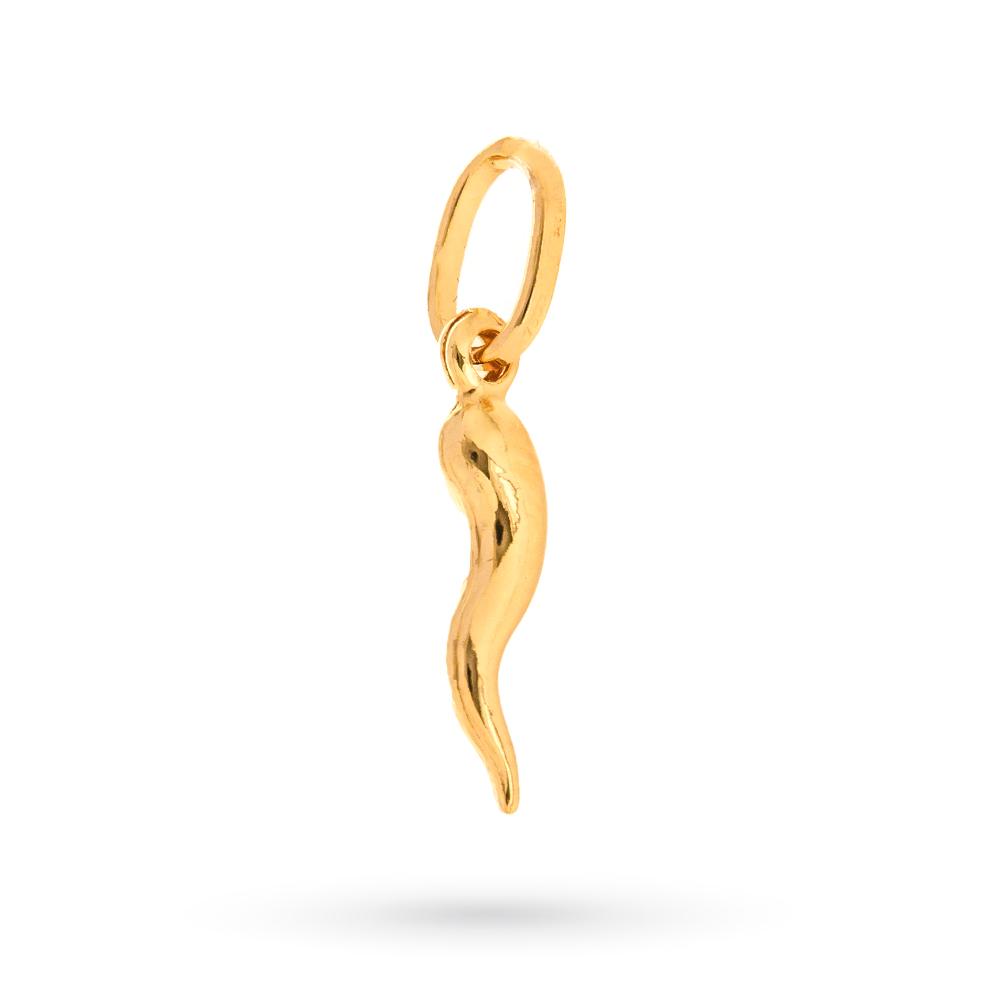 Smooth polished 18kt yellow gold horn pendant - LUSSO ITALIANO