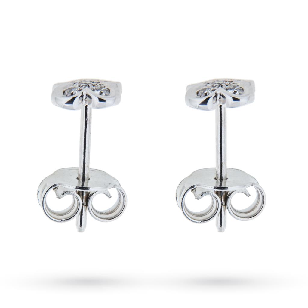  Orecchini a lobo con quadrifoglio in oro bianco con diamanti  - LUSSO ITALIANO