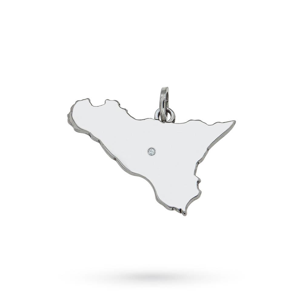 Ciondolo regione Sicilia in argento con diamante - CICALA