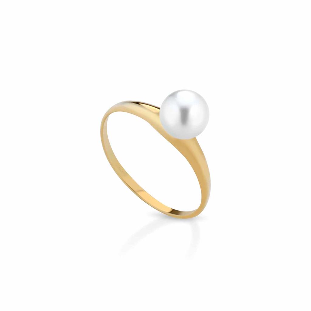 Yellow gold ring with 5/5.5mm fresh water pearl - LELUNE