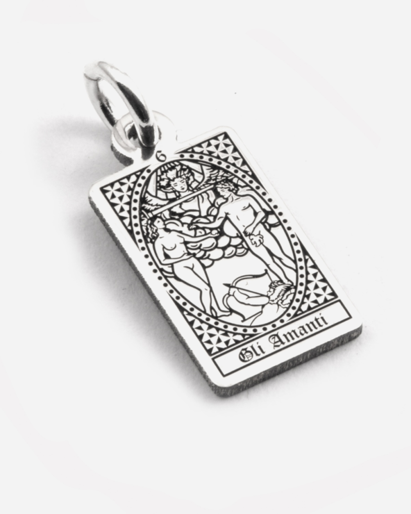 Ciondolo Carta Tarocchi Gli Amanti in argento 925 Grande