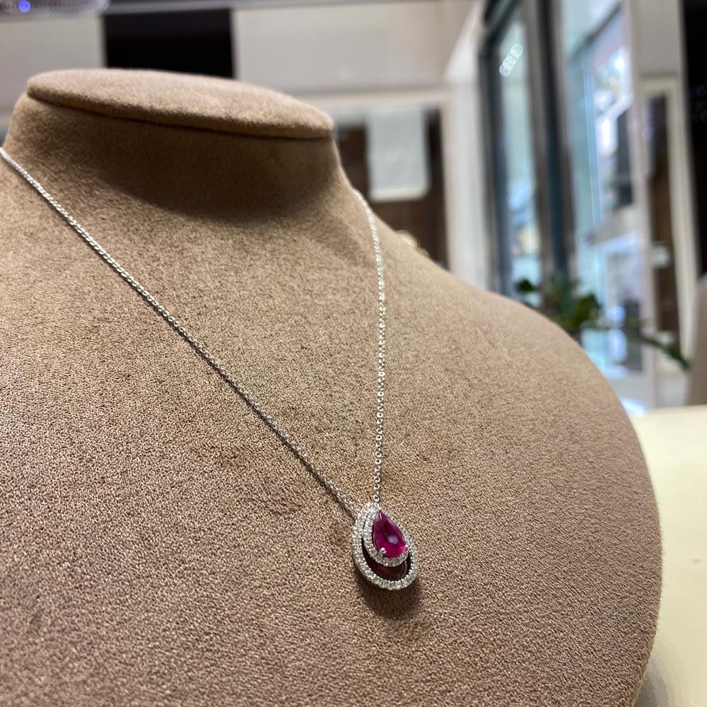  Girocollo oro bianco rubino goccia 0,99ct diamanti 0,27ct Mirco Visconti - MIRCO VISCONTI