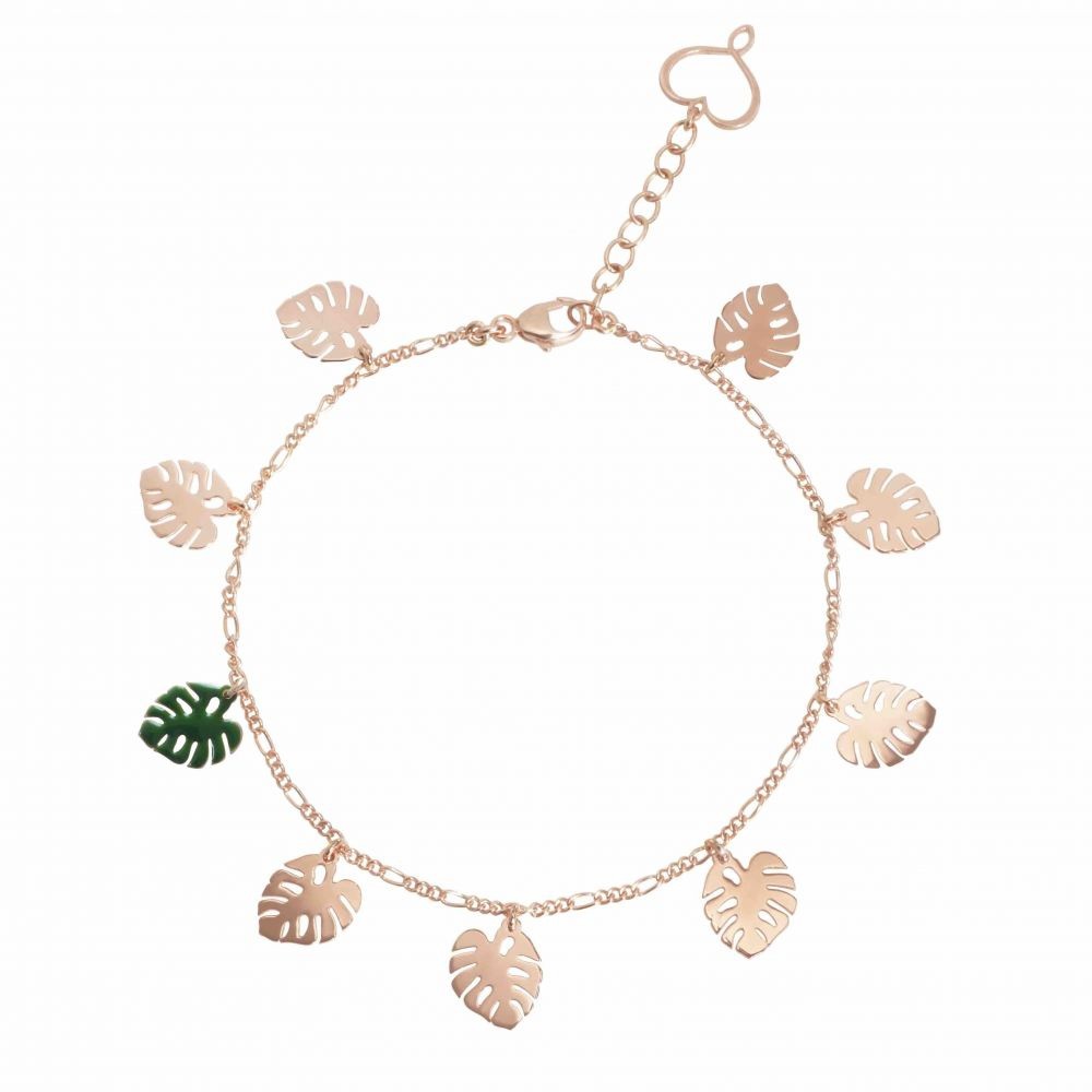 Bracciale con 9 foglie monstera d