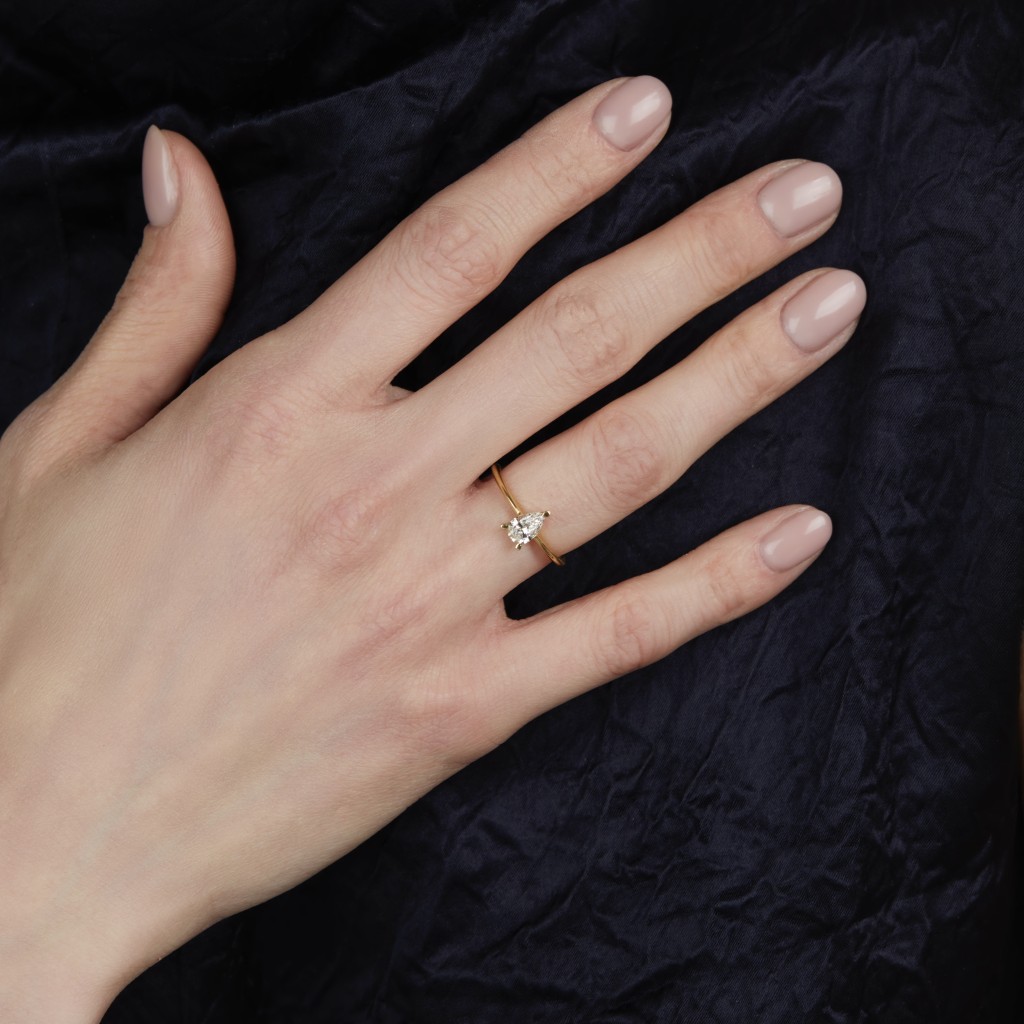 Anello oro rosa diamante a goccia ~1,00 Carati Lab-Grown - AMA