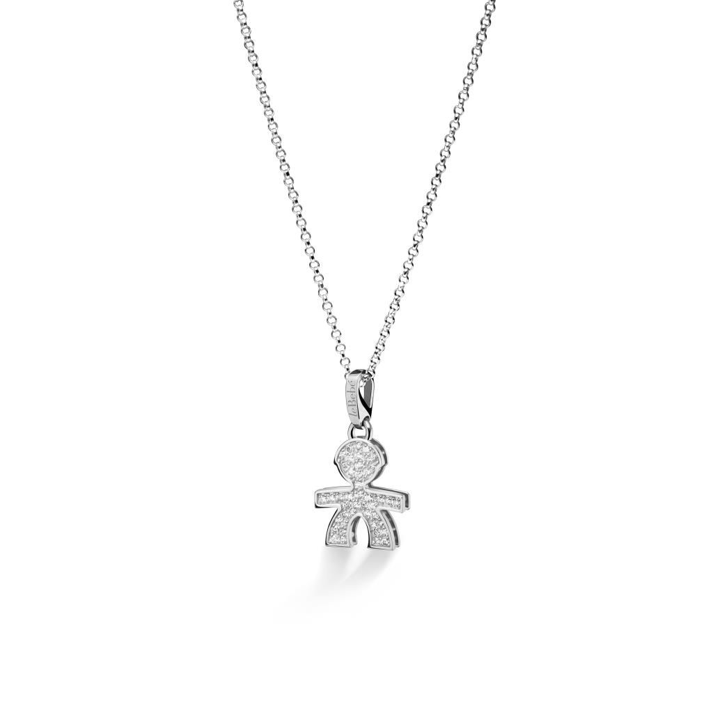 18kt white gold necklace  leBebe LBB151 boy charm with diamonds ct 0,22 - LE BEBE
