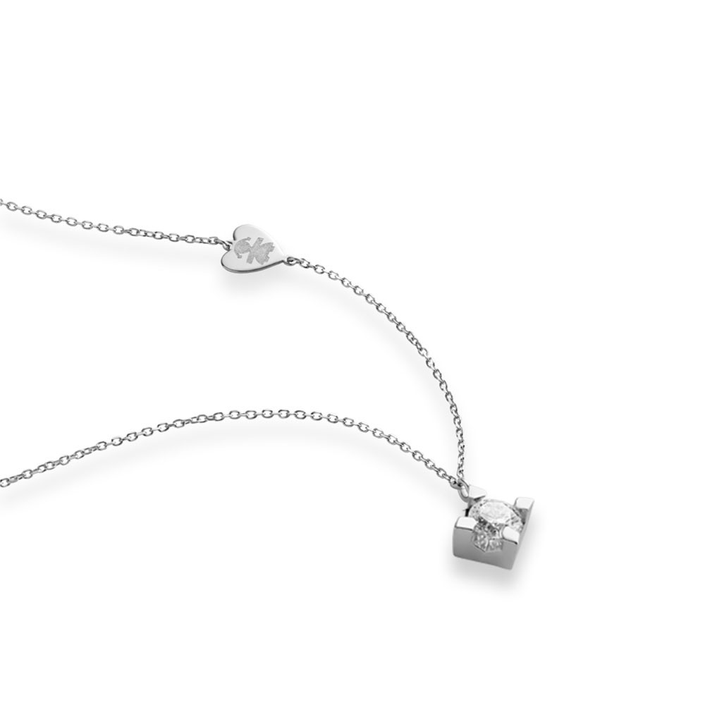 COLLANA ORO BIANCO 18KT CON DIAMANTE 0,25CT E TARGHETTA INCISA BIMBO - LE BEBE