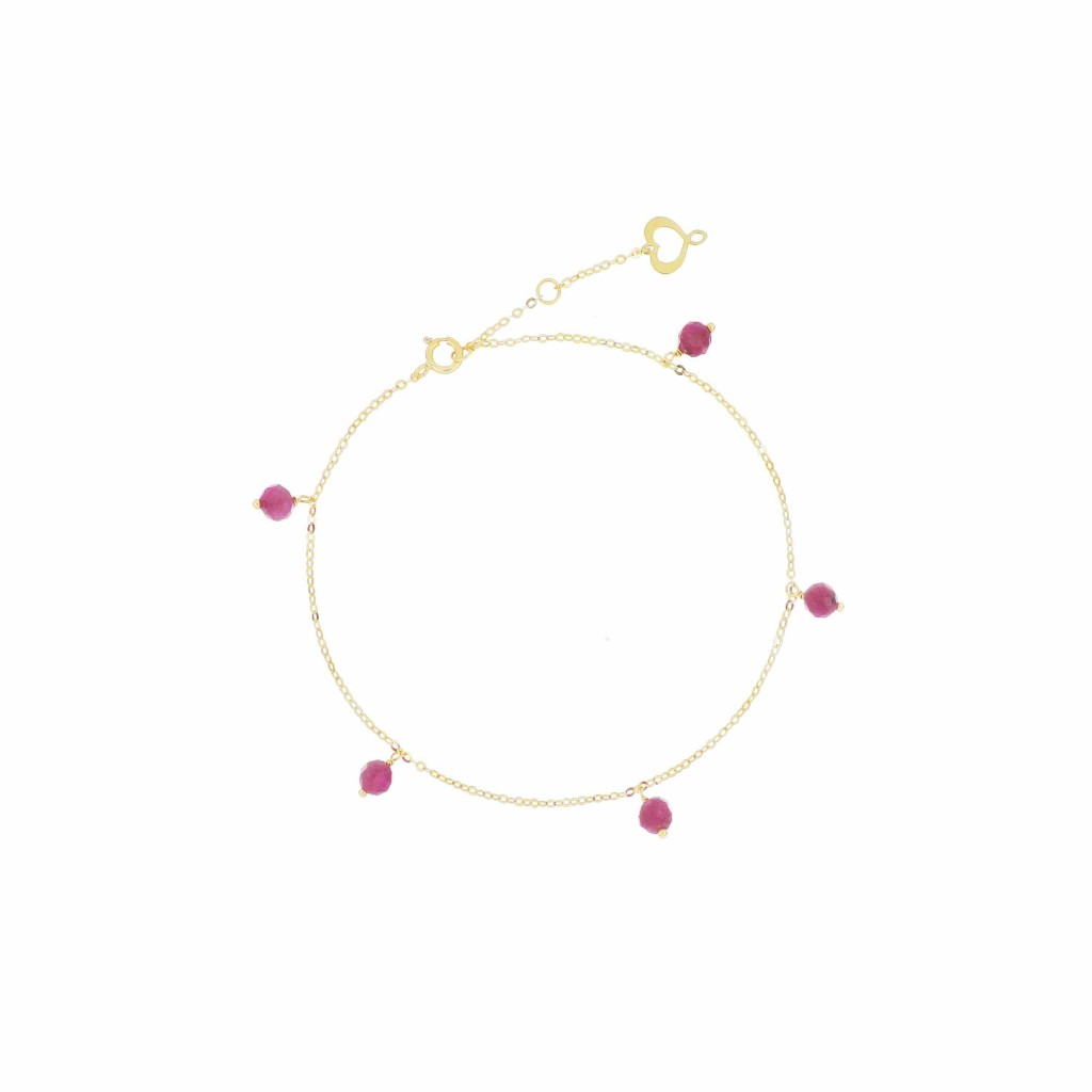 Bracciale Maman et Sophie oro giallo cinque sfere rubino pendenti - MAMAN ET SOPHIE