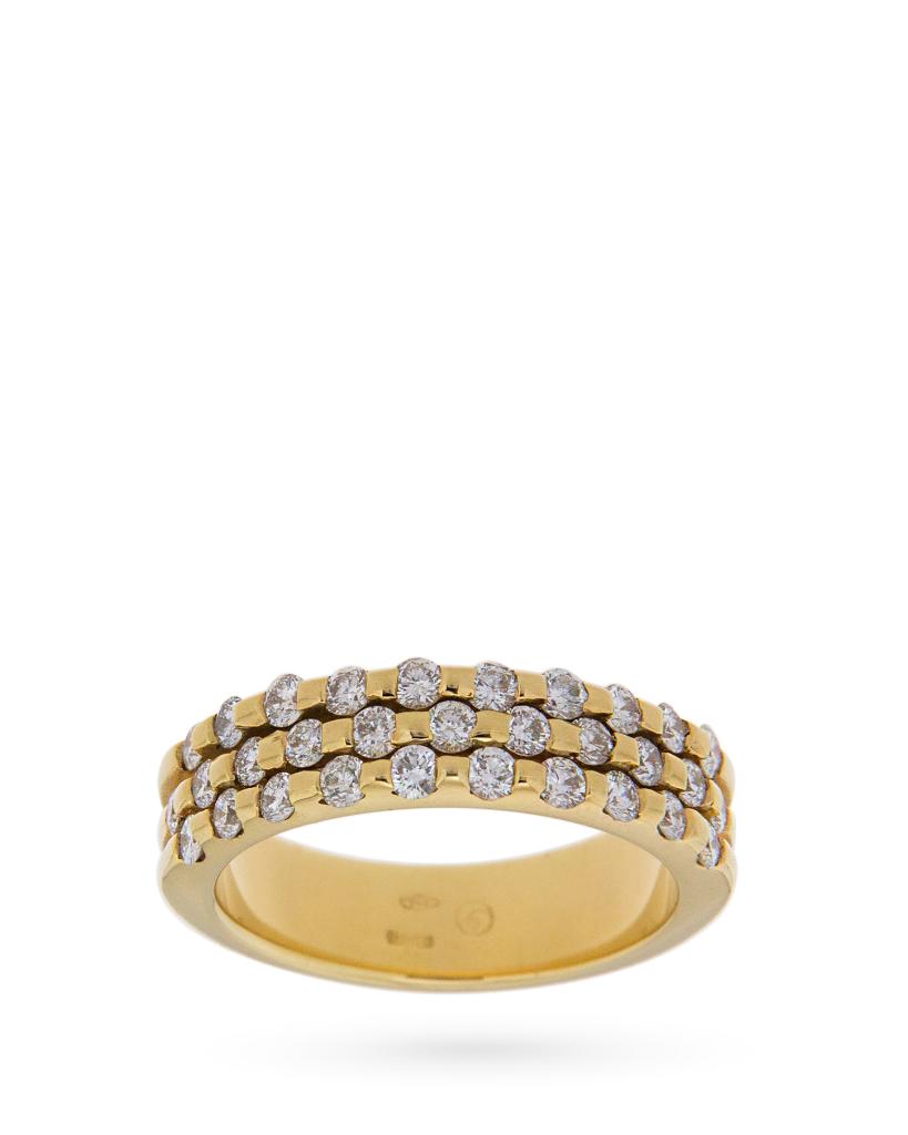 18kt yellow gold ring 3 lines diamonds 0,93ct - GIORGIO VISCONTI
