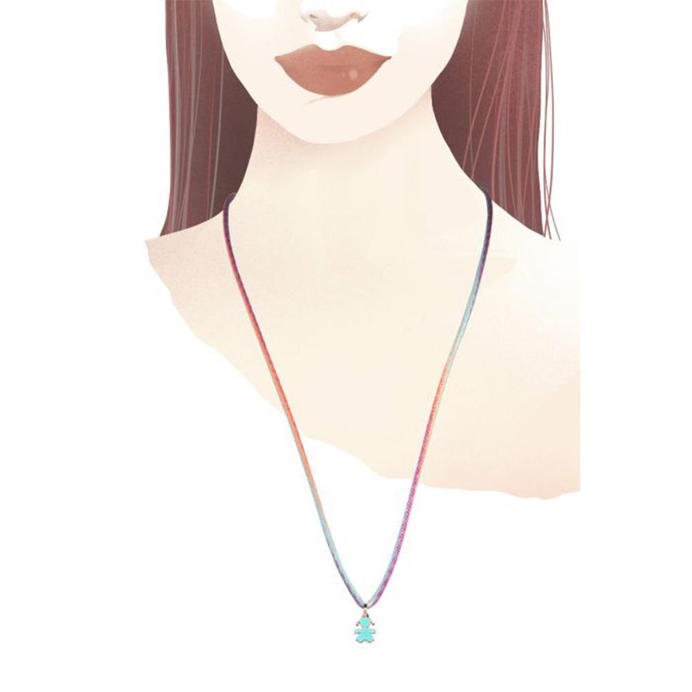  leBebe pendant LBB055-ACQ Classics girl rose gold aqua green enamel - LE BEBE