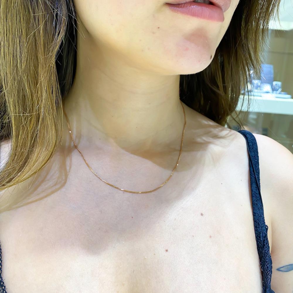  18kt rose gold ear link chain &Oslash;1mm 45cm - LUSSO ITALIANO