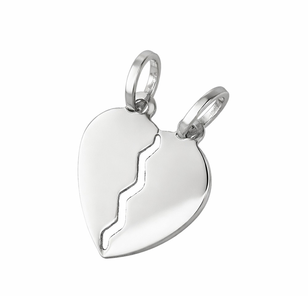 Ciondolo cuore spezzabile oro bianco 15x15 mm - LUSSO ITALIANO