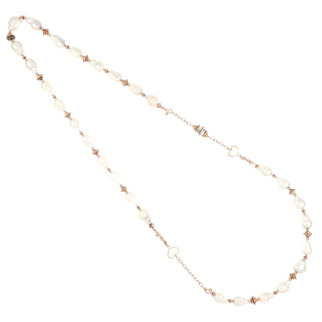 Collana lunga con perle scaramazze e argento
