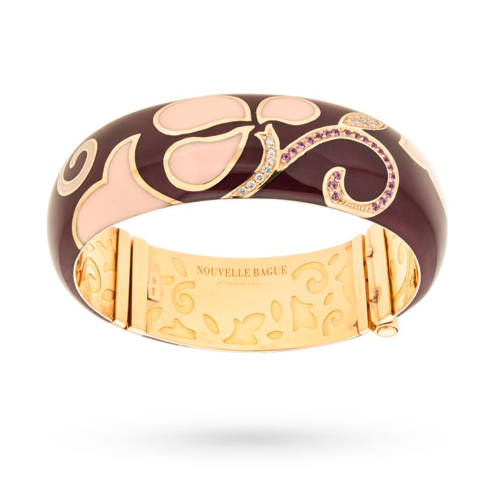 Bracciale oro 18kt ed argento 925  smalti diamanti e zaffiri - LA NOUVELLE BAGUE